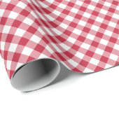 Papier Cadeau Gingham Rouge Cerise Rétro (Coin rond)