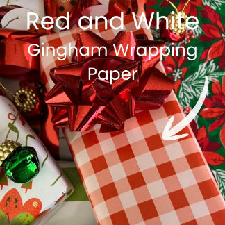 Papier Cadeau Gingham rouge et blanc de Noël