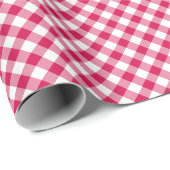 Papier Cadeau Gingham Rouge Framboise Rétro (Coin rond)