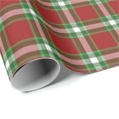 Papier Cadeau Gingham Rouge Vert Blanc Traditionnel Classique (Coin rond)
