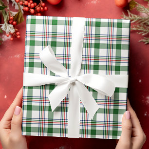 Papier Cadeau Gingham Rouge Vert Bleu Blanc Traditionnel Classiq