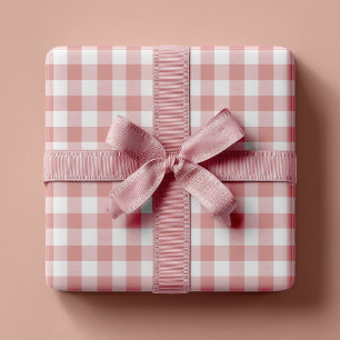 Papier Cadeau Gingham rustique rose poussiéreux