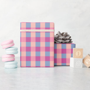 Papier Cadeau Gingham Saumon Bigorneau Et Magenta