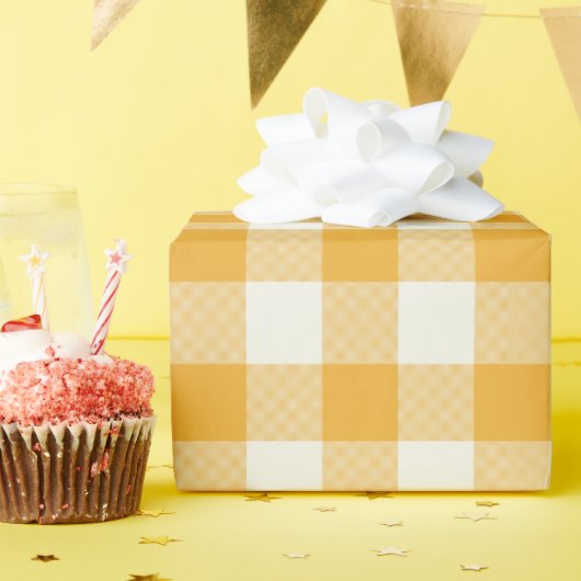 Papier cadeau Gingham Tangerine (Fête d'anniversaire)