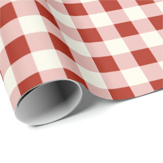 Papier Cadeau Gingham Terracotta & Rose Pâle Cottagecore