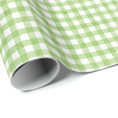 Papier Cadeau Gingham Vert et Blanc Aquarelle (Coin rond)