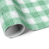 Papier Cadeau Gingham vert menthe  (Coin rond)