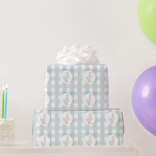 Papier Cadeau Gingham Vert Sauge Oie