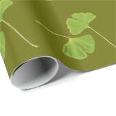 Papier Cadeau Ginkgo Grove enchanteur : Vert foncé (Coin rond)