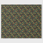 Papier Cadeau Ginkgo Leaf Pattern Teal Burgundy  (Plat)