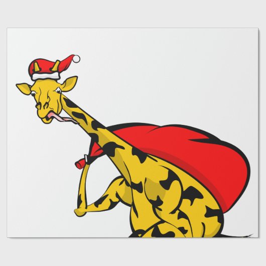 Papier Cadeau Girafe à vélo Noël du Père Noël (Plat)
