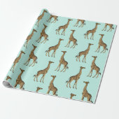 Papier Cadeau Girafe Bleu et Doré (Déroulé)
