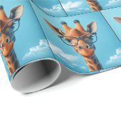 Papier Cadeau Girafe Dans Les Nuages Portant Des Lunettes D'Oeil (Coin rond)