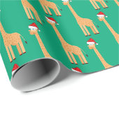Papier Cadeau Girafe de Noël (Coin rond)