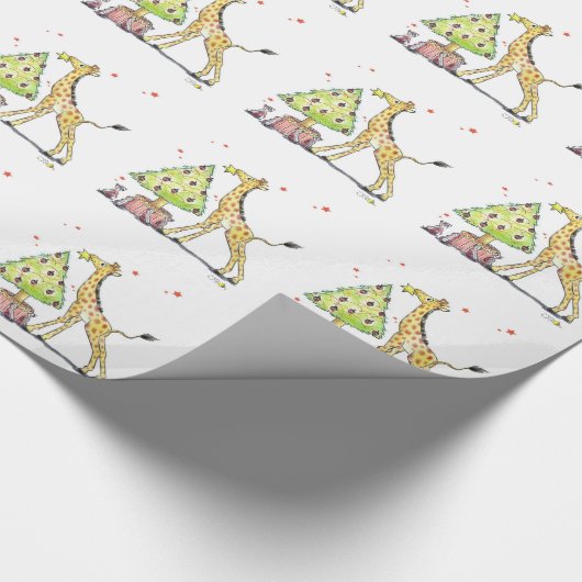 Papier Cadeau girafe de Noël (Coin)