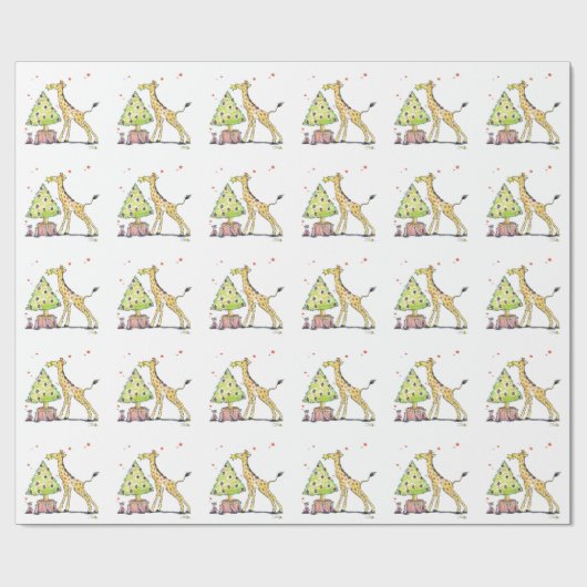 Papier Cadeau girafe de Noël (Plat)