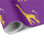 Papier Cadeau Girafe drôle pourpre de patinage de rouleau (Coin rond)
