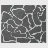 Papier Cadeau Girafe Imprimé Noir et Gris Clair (Plat)