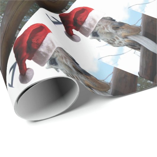 Papier Cadeau Girafe-Tongue-Père Noël (Coin rond)