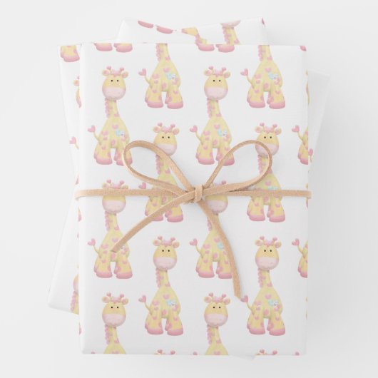 Papier cadeau girafes adorable (En situation)