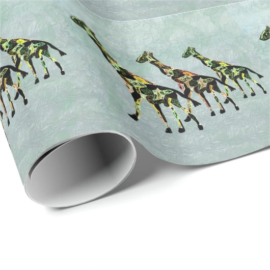 Papier Cadeau Girafes gracieuses (Coin rond)