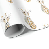 Papier Cadeau Giraffe, Anniversaire, Fête de Noël, Papier à enve (Coin rond)