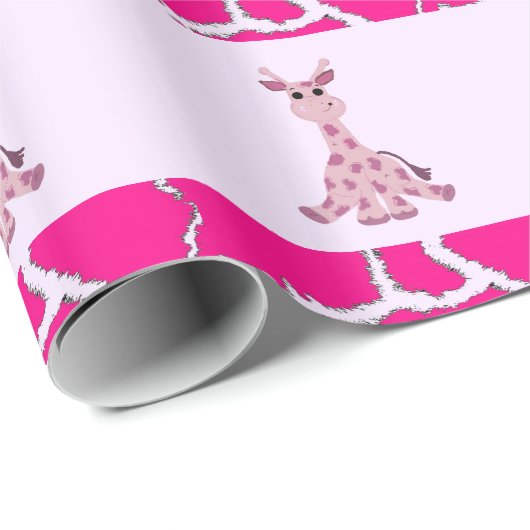 Papier Cadeau Giraffe assise avec de la fourrure de Giraffe Impr (Coin rond)