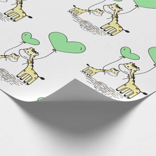 Papier Cadeau Giraffe Balloon vert Mama Baby shower garçon fille (Coin)