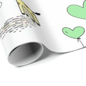 Papier Cadeau Giraffe Balloon vert Mama Baby shower garçon fille (Coin rond)