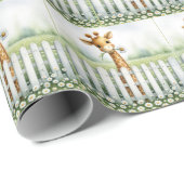 Papier Cadeau Giraffe Bébé Avec Marguerite (Coin rond)