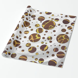 Papier Cadeau Giraffe Brown et jaune