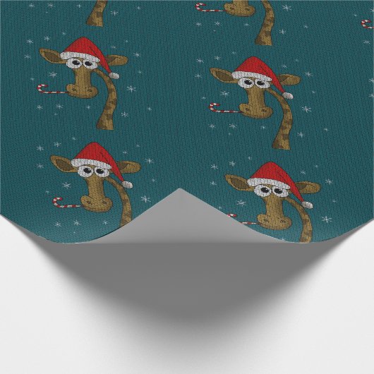 Papier Cadeau Giraffe de Noël (Coin)