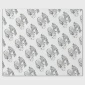 Papier Cadeau Giraffe de Noël et Père Noël (Plat)