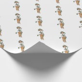 Papier Cadeau Giraffe de Noël festive, guirlande verte rouge (Coin)