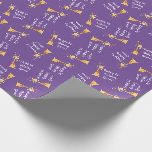 Papier Cadeau Giraffe fête d'anniversaire (Coin)