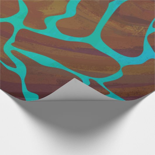 Papier Cadeau Giraffe Impression Brown et Turquoise (Coin)