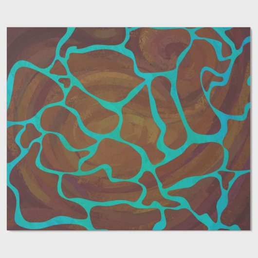 Papier Cadeau Giraffe Impression Brown et Turquoise (Plat)