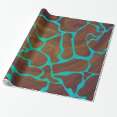 Papier Cadeau Giraffe Impression Brown et Turquoise (Déroulé)