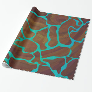 Papier Cadeau Giraffe Impression Brown et Turquoise