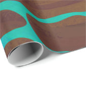Papier Cadeau Giraffe Impression Brown et Turquoise (Coin rond)