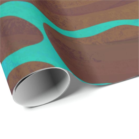 Papier Cadeau Giraffe Impression Brown et Turquoise (Coin rond)