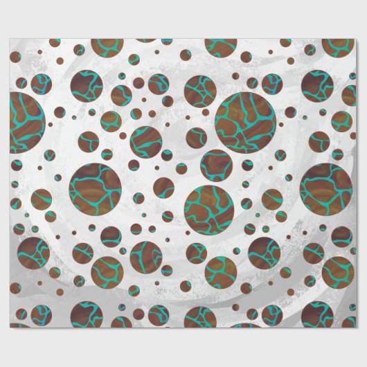 Papier Cadeau Giraffe Impression Brown et Turquoise (Plat)