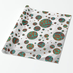 Papier Cadeau Giraffe Impression Brown et Turquoise
