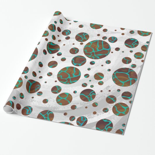 Papier Cadeau Giraffe Impression Brown et Turquoise (Déroulé)