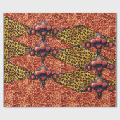 PAPIER CADEAU GIRAFFE IMPRIMÉ, RIBBON DE FOUR LÉOPARD, ROSES DE  (Plat)