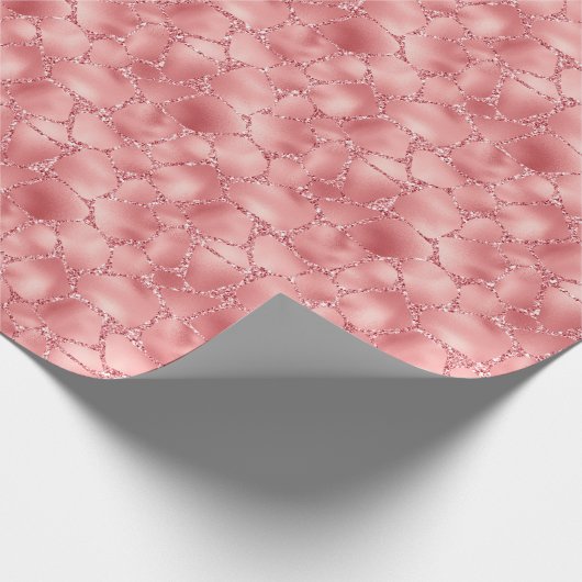 Papier Cadeau Giraffe Parties scintillant rose Fille Imprimer (Coin)