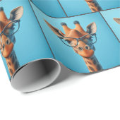 Papier Cadeau Giraffe portant des lunettes (Coin rond)