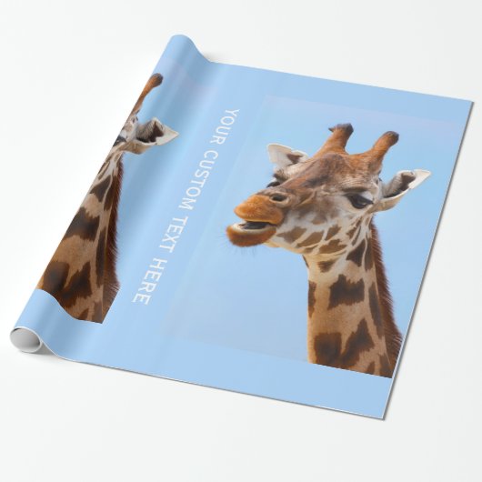 Papier Cadeau Giraffe Portrait papier d'emballage personnalisé (Déroulé)