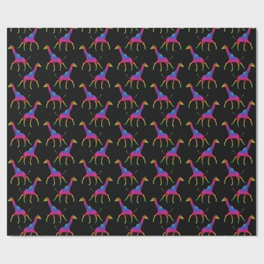 Papier Cadeau Giraffe psychédélique étrange (Plat)