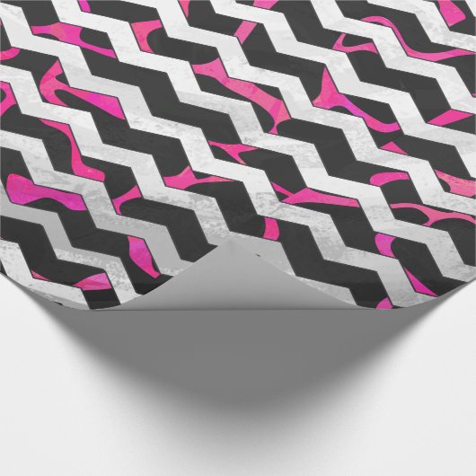 Papier Cadeau Giraffe rose chaude et noire (Coin)